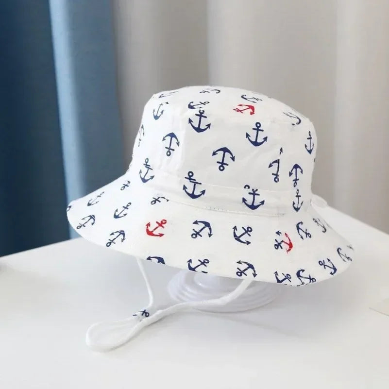 Chapeau d'été motif ancres marine